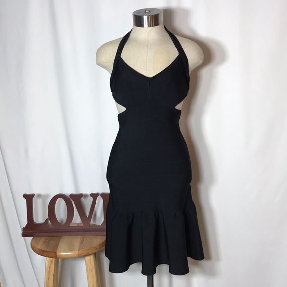 GUESS Sweater Mirage Cut Out Bandage Dress - New Women | Color: Black - Picture 4 of 10